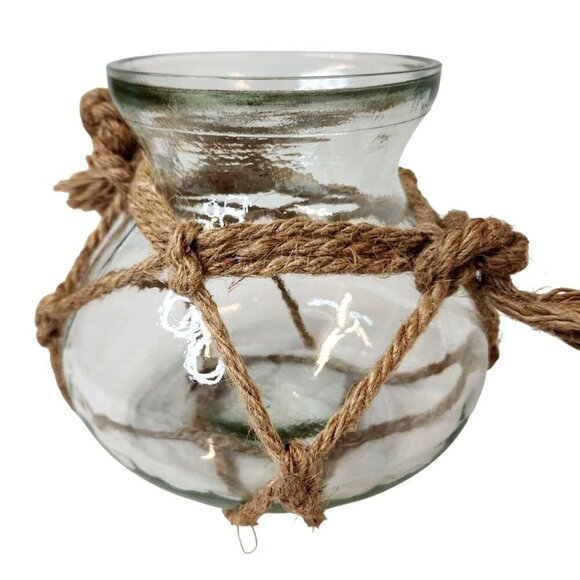 BoHo Decorative Hemp Rope Glass Vase Hydroponics Planter Green Plant Candle Seas - Picture 6 of 8